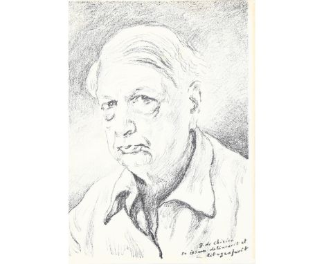 Giorgio De Chirico, lithograph, self portrait, published 1969, sheet size 36cm x 25cm, framed 
