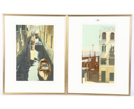 Graham Bannister, 4 limited edition colour screenprints, scenes in Venice, from an edition of 300 copies produced for sale on