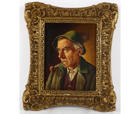 Walter Roessler (1893 - 1960), oil on board, portrait of a man, signed, 19cm x 15cm, framed 