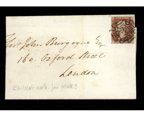 1841 (Apr 29) large part cover from Bedford to London, franked by 1841 1d red-brown plate 9, E-K, tied by two maltese crosses