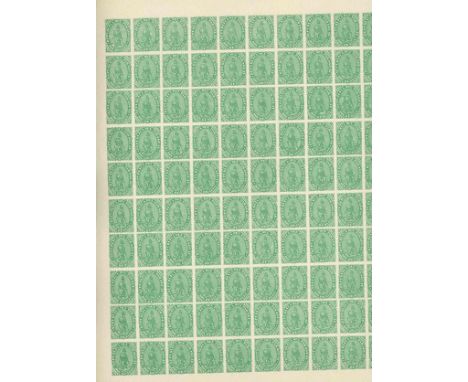 1870 2 reales reprint, 12 sheets of 100 in various colours U/M. (1200)