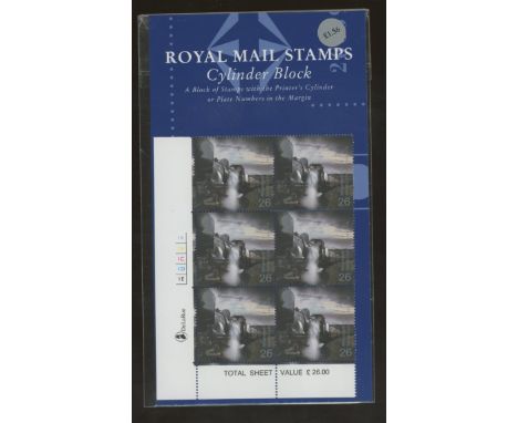 2000 Fire &amp; Light 26p Cylinder Block of 6 Format Pack unopened as issued. (Set of 4 Cat £400)