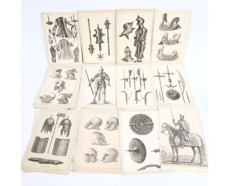 A set of 55 engravings, from Sir Francis Grose 'Military Antiquities Respecting A History Of The English Army', including pla