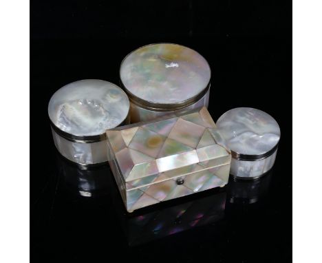 4 mother-of-pearl trinket boxes, including casket example, width 8cm (4) 