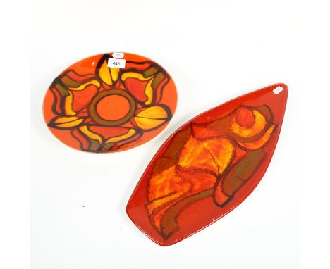 2 pieces of Poole Pottery, comprising no. 4 bowl, and no. 82 plate, length 44cm (2)No chips cracks or restoration 