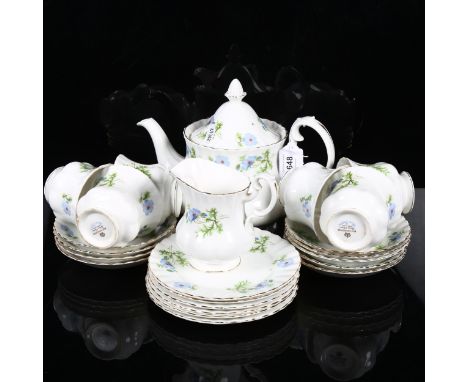 Richmond China tea set, including teapot, in Blue Poppy pattern 