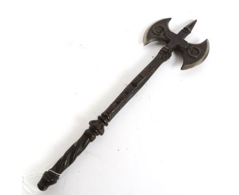 A Medieval style double-headed axe, length 50cm 