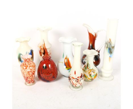 A Mtarfa vase, 12cm, and other Art glass vases and jug 