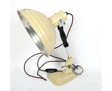 A mid-century Pifco industrial infrared radiant heat adjustable desk lamp, height 41cm 