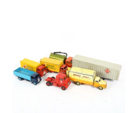 Various Dinky trucks and lorries, including a Johnston road sweeper, and a Heinz lorry 