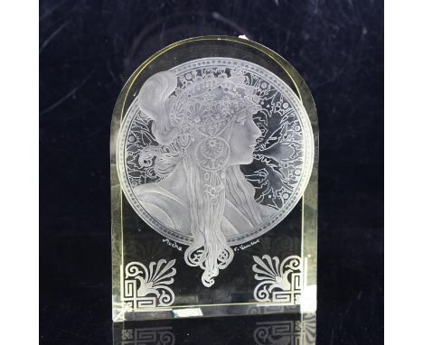 Signed Bohemia Art glass in Mucha design 
