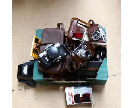 Vintage cameras and accessories, including Petri Flex, Kodak etc 