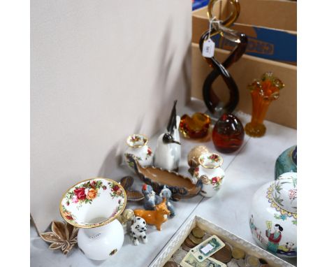 Royal Albert Old Country Roses vases, Wade items, Art glass vase, paperweight etc 