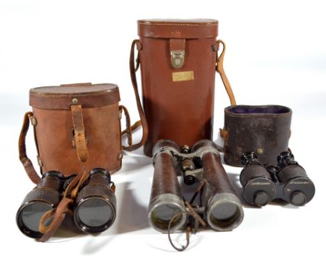 A pair of field glasses inscribed 'Capt. W.H. Luscombe, 6th Essex Regt', a pair of binoculars in a case, bearing sticker insc