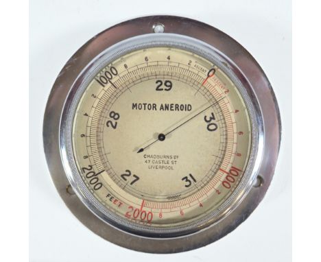 CHADBURNS LTD OF LIVERPOOL; an early 20th century motor aneroid, the inner dial with 27-31 millibar scale, the rotating outer