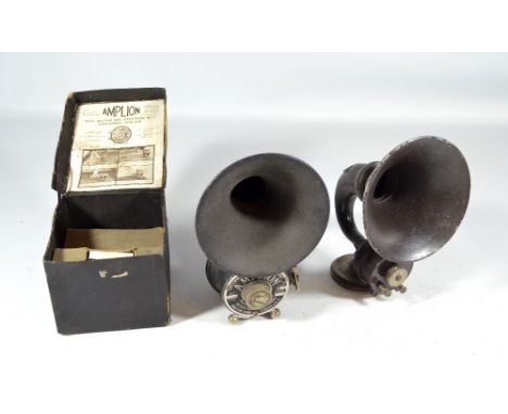 An Amplion Concert gramophone, type AR35, no.A12350, with associated box and a similar speaker stamped 'Lissen' (2). CONDITIO
