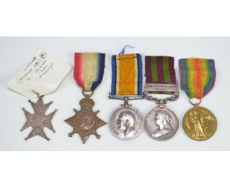 An 1896 India Medal with Punjab Frontier 1897-98 clasp awarded to 3683 Lce. Corpl. K. Cooper, S. Lanca. Reg. (engraved in ita