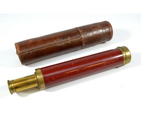 DOLLAND OF LONDON; a 1.5" brass three-draw telescope, inscribed 'Angel Laborde', with wooden barrel and in leather outer slee