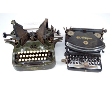 Two vintage typewriters; 'The Empire' and 'The Oliver' with green painted body (2).