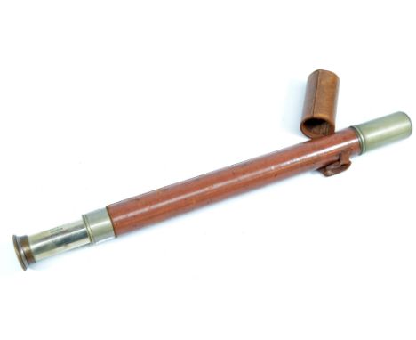 H HUGHES & SON LTD OF LONDON; a 1.25" nickel plated single-draw telescope, inscribed 'No.8687 Made in Great Britain', with st