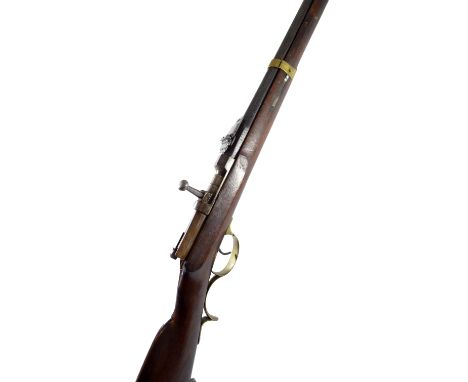 A Dreyse M/54 bolt action needle gun thread band rifle, length 124cm. CONDITION REPORT: PLEASE NOTE: we are unable to post th