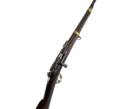 A French Gras M80 bolt action 2-band carbine rifle, the action stamped 'Manufacture D'Arms St Etienne MLE 1866-74', the barre