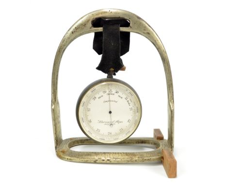 LAWRENCE & MAYO OF LONDON; a compensated pocket/travelling aneroid barometer, with a home-made metal stand.