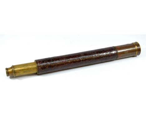 DOLLAND OF LONDON; a 1.75" brass single-draw 'Day or Night' telescope with leather barrel, length 54cm.