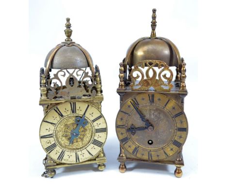 Two small 20th century brass lantern clocks, one with Roman numerals to the chapter ring inscribed 'R. Williamson', second wi