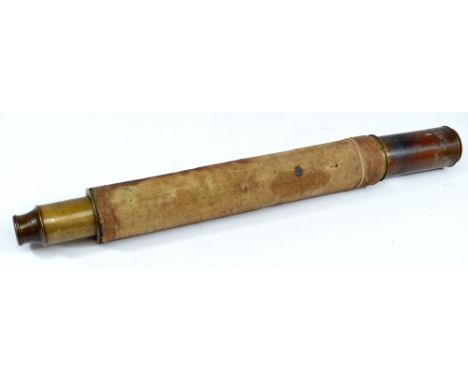 EF CRAKE OF LOWESTOFT; a 1.5" brass single-draw telescope with string effect barrel, length 53cm.