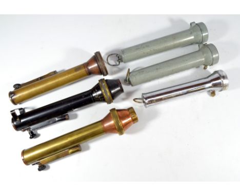 OLDHAM & SON LTD OF DENTON, MANCHESTER; two military issue type TD3A torches with broad arrow marks and various other marking