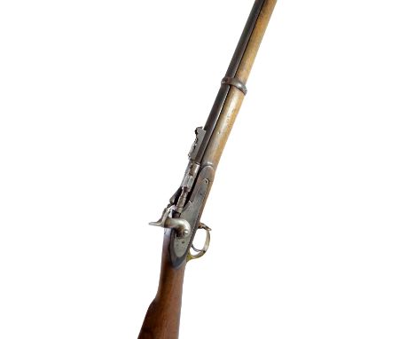 A Snider action 3-band rifle, the lock plate engraved '1860 Enfield' beside 'V.R.' beneath crown cipher, length 137cm. CONDIT