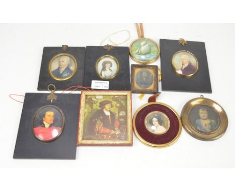A 19th century portrait miniature of a woman, framed and glazed, 5.7 x 4.3cm, also a contemporary miniature of a man, framed 