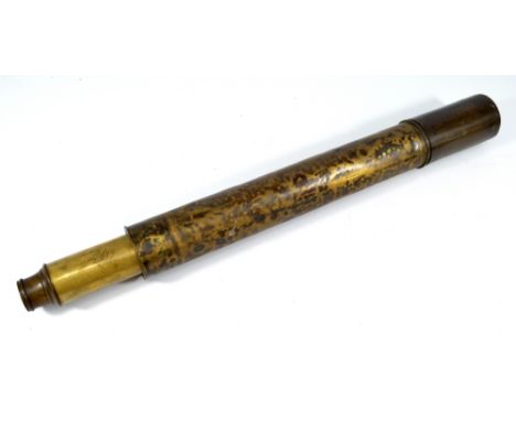 A&J FULTON OF GLASGOW; a 1.5" brass single-draw telescope, lacking cover to the barrel, length 52.5cm.