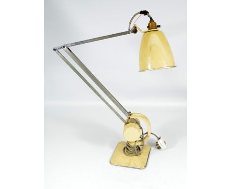 An original 1930s/1940s adjustable counter balanced table lamp with cream painted shade and base and with Art Deco style fram