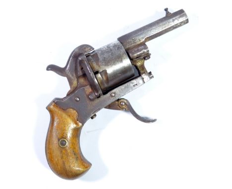 A small Belgian six shot pinfire revolver, the cylinder stamped 'The Guardian, American Model of 1878', also stamped 'ELG' wi