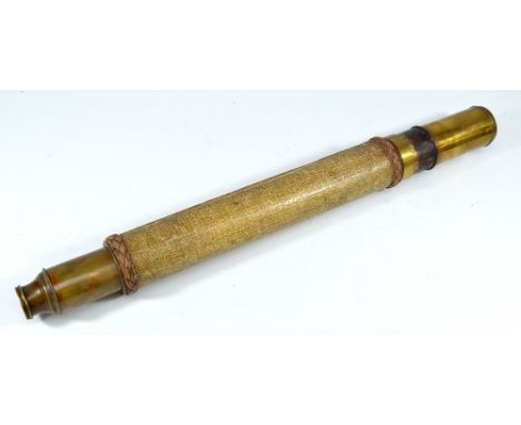 BASSNETT OF LIVERPOOL; a brass single-draw telescope, with rope twist design barrel, length 58.5cm, lacking end lens and requ