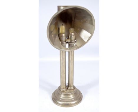 An early 20th century chromed double candle reading lamp, height 42cm.