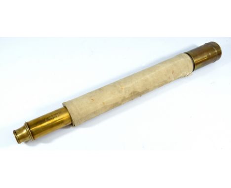 BLAKENEY & CO OF SUNDERLAND & HULL; a 1.75" brass single-draw 'Day or Night' telescope with replaced canvas barrel, length 52