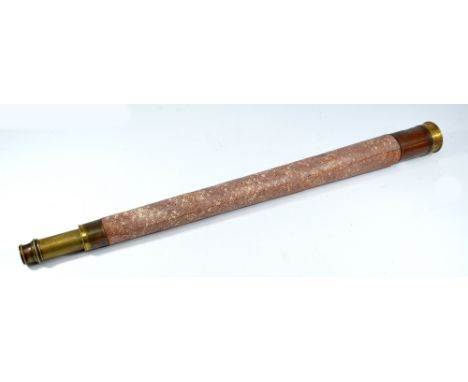 MR GREGOR & CO OF GLASGOW & GREENOCK; a 2" brass single-draw telescope with replaced faux snakeskin barrel, length 81.5cm.