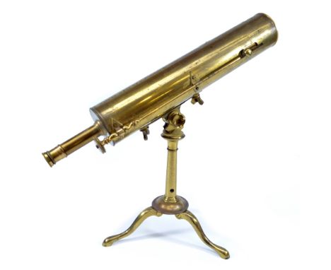 NAIRNE & BLUNT OF LONDON; a 2.5" brass reflecting telescope, the lens stamped 'Troughton, London' the barrel stamped 'Nairne 