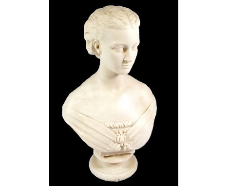 COPELAND; an Art Union of London Parian bust after Mary Thornycroft 'Alexandra' portrait bust raised on socle base, height 39