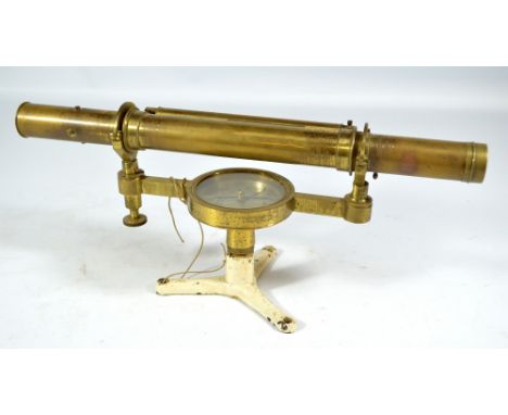 EBSWORTH OF FLEET STREET LONDON; a brass theodolite with thermometer above main tube and compass to the platform with silvere