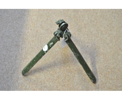 An American WWI military issue khaki painted aluminium folding field tripod with painted brass mount inscribed 'STAND No 1 & 