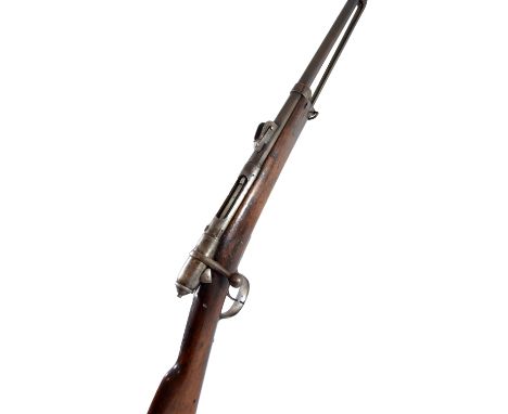 An 1878 Italian Torino Vetterli bolt action needle fire carbine rifle with stamped number to the stock '6938' and also stamp 