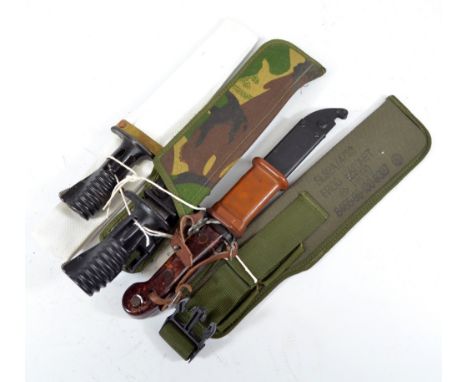 Three American bayonets in scabbards and a further loose scabbard (4). CONDITION REPORT: PLEASE NOTE: we are unable to post t