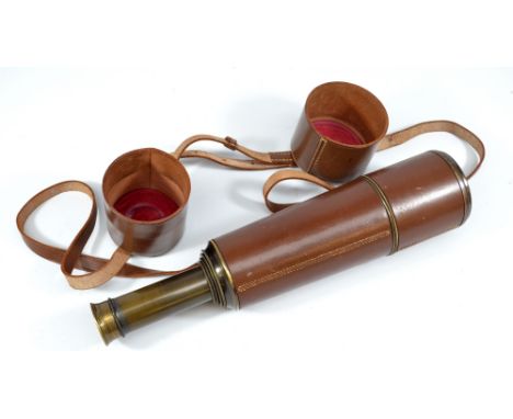 DOLLAND OF LONDON; a 2.75" brass five-draw telescope with leather barrel and leather end caps, length 31cm.