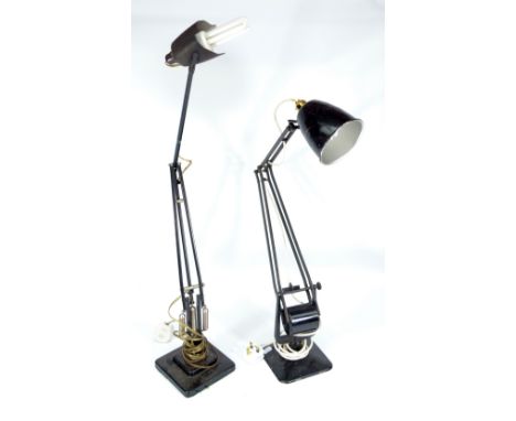 HERBERT TERRY; an original mid-20th century Anglepoise lamp with black painted frame (shade damaged) and a further mid-20th c