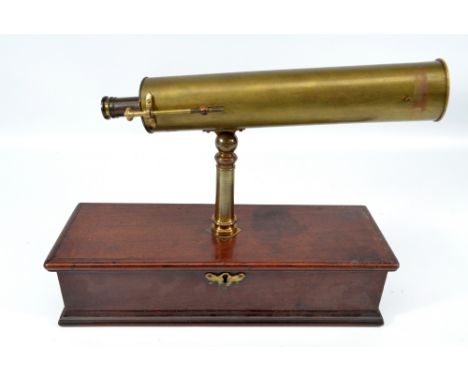 JAMES SHORT OF LONDON; an 18th century mahogany cased travelling brass reflecting telescope, stamped 'James Short London 182/