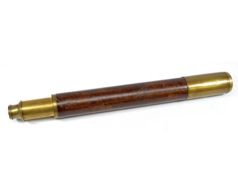 DOLLAND OF LONDON; a 1.5" brass single-draw 'Day or Night' telescope with leather barrel, length 52cm.